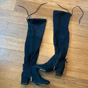 Women's Black Over-the-Knee Block Heel Boots